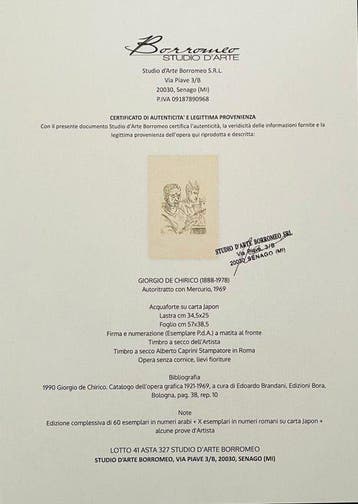 Giorgio De Chirico (1888-1978) - Autoritratto con Mercurio