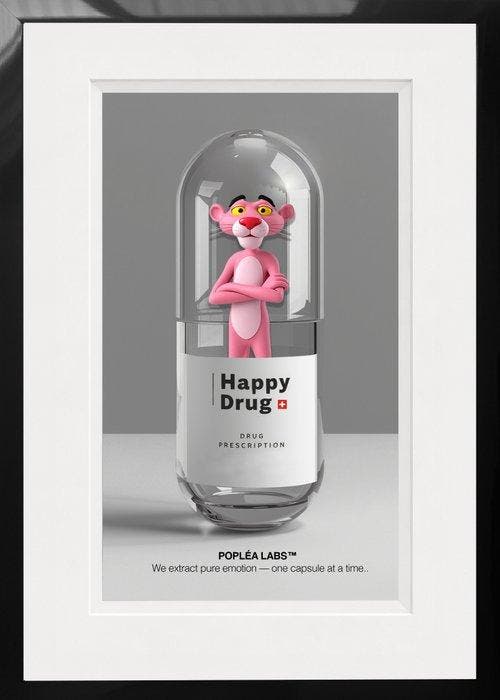 POPLEA - Poplea PINK PANTHER- HAPPY DRUG— (2000), Antiquités & Art, Art | Peinture | Moderne