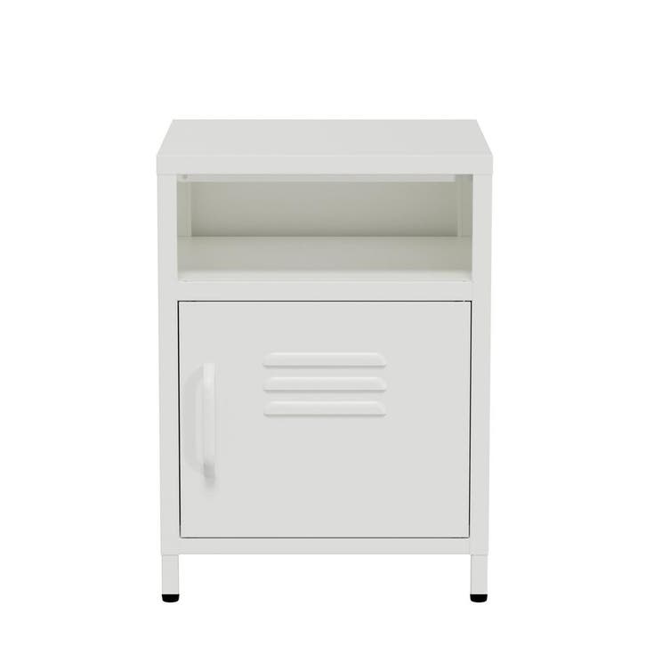 Lendo Online Nachtkastje Metaal 40x40x55 cm Wit, Maison & Meubles, Chambre à coucher | Tables de chevet, Envoi