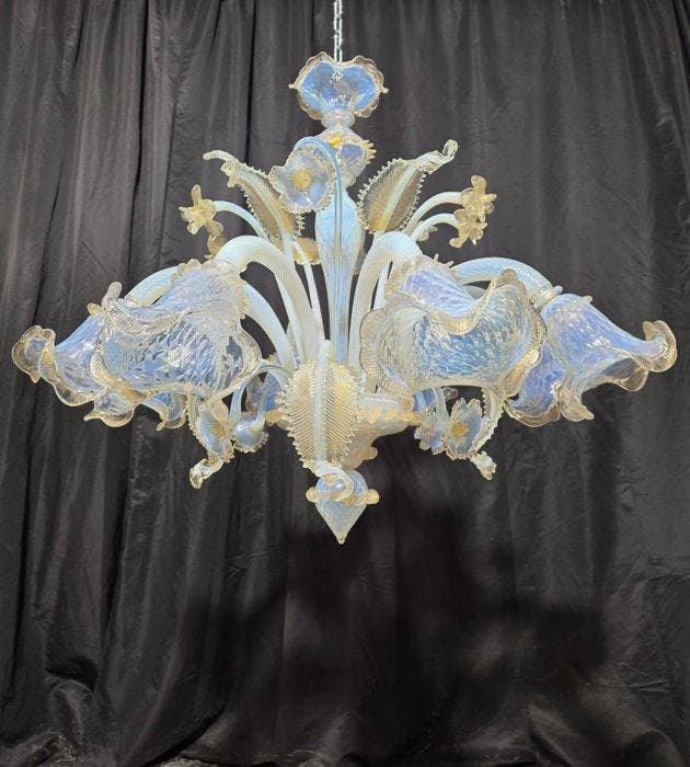 Lustre - Opalus - Verre de Murano - 8 lumières, Antiek en Kunst, Antiek | Verlichting