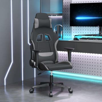 vidaXL Massage gamestoel stof zwart en lichtgrijs, Verzenden, Nieuw