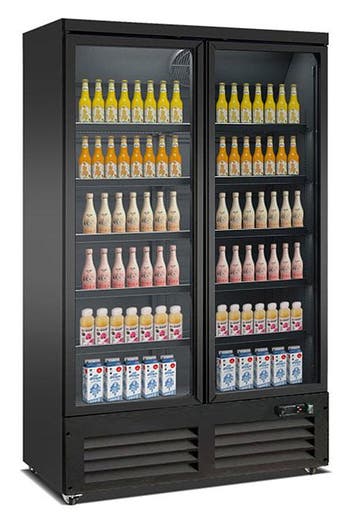 Koelkast 2 Glasdeuren Zwart Ceb-1200R Bl, Verzenden