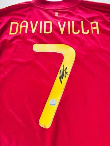 David Villa - Officiel signé - Maillot de football Espagne