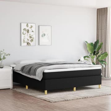 vidaXL Boxspring bed stof zwart 180x200 cm, Verzenden