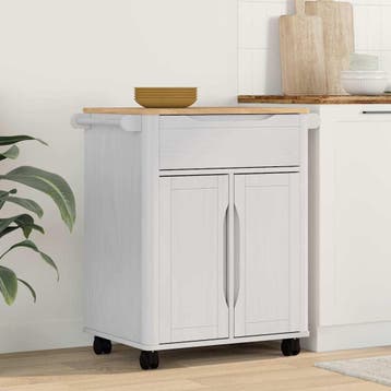 vidaXL Keuken Trolley FLORO Wit 72,5 x 45 x 80 cm Massief, Verzenden, Nieuw