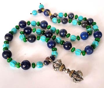 Lapis-lazuli & Howlite - Boeddhistische halsketting – Vajra