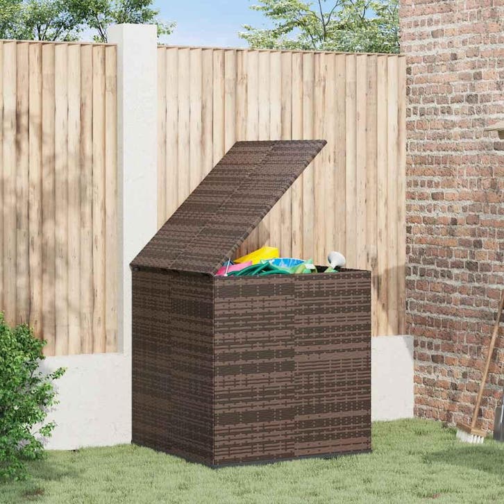 vidaXL Tuinbox 100x97,5x104 cm polyetheen rattan bruin, Tuin en Terras, Bergingen en Tuinkasten, Nieuw, Verzenden