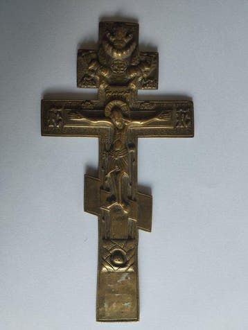 Crucifix - Brons - 1800-1850, Antiquités & Art