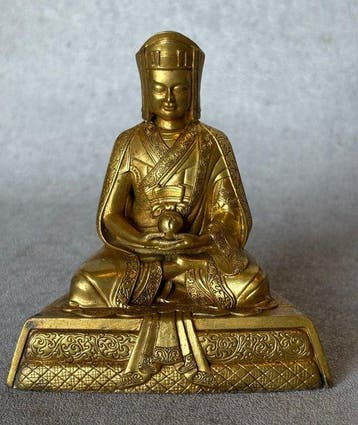 Jetsun Gampopa 10.5 cm - Verguld brons - Azië (Zonder