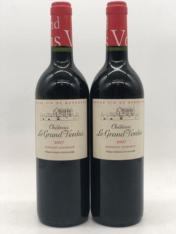 2 x 75cl Chateau La Grand Verdus Bordeaux 2007 (rood), Ophalen of Verzenden, Rode wijn