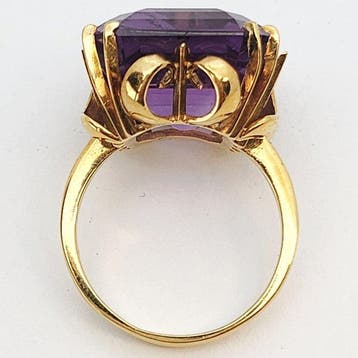 Ring - 18 karaat Geel goud - 8.00ct. tw. Amethist, Nieuw