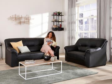 Zetel vanaf €499.-  | Zwarte 3-Zits + 2-Zits Salon, Nieuw