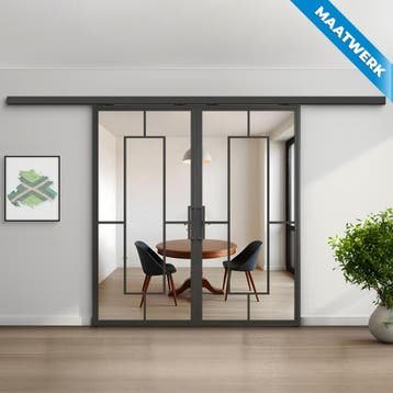 Dubbele stalen Schuifdeuren met koofsysteem Zwart 5 Vlaks Ma, Doe-het-zelf en Bouw, Nieuw, Metaal