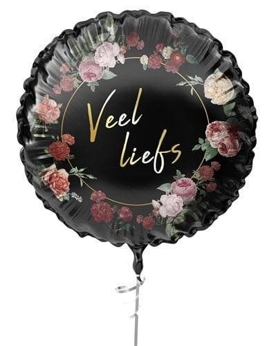 Veel Liefs Helium Ballon Zwart Leeg Bloemen 45cm, Hobby en Vrije tijd, Feestartikelen, Nieuw, Verzenden