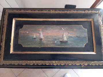 Kabinet - Hout - handgeschilderde tafel