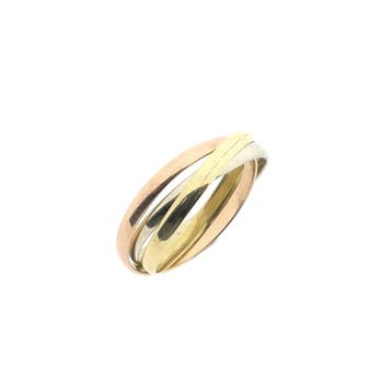 Tricolor gouden trinity ring, Ophalen of Verzenden