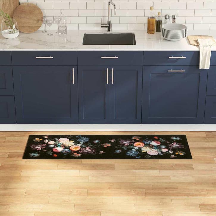 vidaXL Keuken Tapijt Zwart 150 x 45 cm Fluweel, Jardin & Terrasse, Paillassons, Envoi