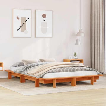 vidaXL Bedframe zonder matras massief grenenhout wasbruin, Verzenden