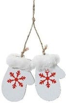 Hanger Houten Wanten Wit met Rood per stuk, Nieuw