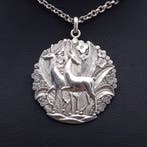 Art Deco, Herten. Verzilverd, Zilver - Ketting met hanger