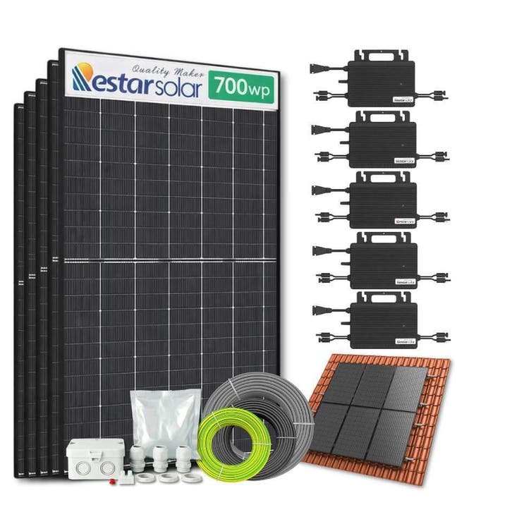 Zonnepanelen pakket voor schuindak - 3.5 kW - 5x 700, Bricolage & Construction, Panneaux solaires & Accessoires, Enlèvement ou Envoi