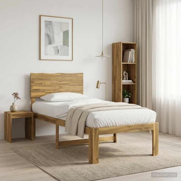 vidaXL Eenpersoonsbed met hoofdbord ROSTOCK Wit 100 x 200 cm, Huis en Inrichting, Verzenden, Nieuw