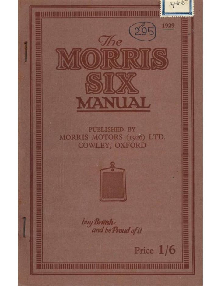 1929 MORRIS SIX INSTRUCTIEBOEKJE ENGELS, Auto diversen, Handleidingen en Instructieboekjes