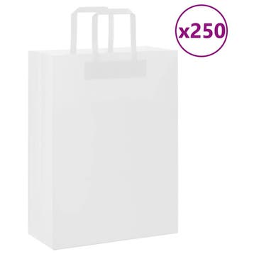 vidaXL Papieren zakken 250 st met hengsels 26x12x35 cm wit, Divers, Emballage cadeau, Verzenden