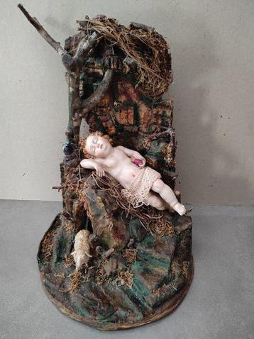 sculptuur, Antico Bambinello dormiente del 700 napoletano di