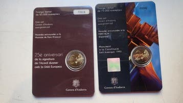 Andorre. 2 Euro 2015 Accords douaniers + Constitution (2