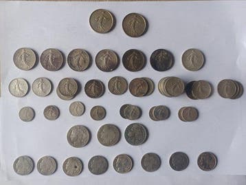 Frankrijk. Lot de 51 monnaies en argent, 1871/1964, Postzegels en Munten