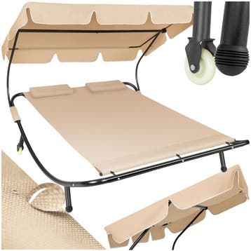 Ligbed voor 2 personen - zwart/beige, Tuin en Terras, Tuinsets en Loungesets, Verzenden, Nieuw