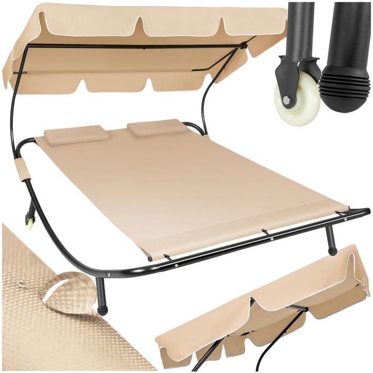 Ligbed voor 2 personen - zwart/beige, Jardin & Terrasse, Ensembles de jardin, Envoi