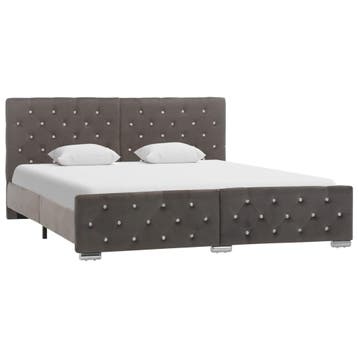 vidaXL Bedframe fluweel grijs 160x200 cm, Huis en Inrichting, Verzenden, Nieuw