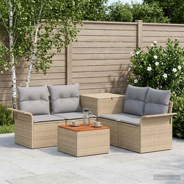vidaXL Bankstel 6 st 4-Aantal zitplaatsen Beige en, Verzenden, Nieuw