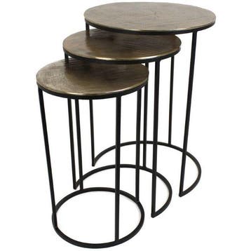 Set bijzettafels (3) - Aluminium, Glas - Moderne Luxe, Antiek en Kunst