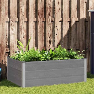 vidaXL Plantenbak verhoogd 150x100x54 cm HKC grijs, Verzenden, Nieuw