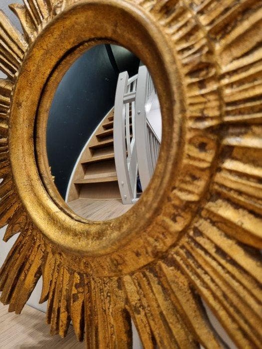 Spiegel- Miroir Soleil 46cm - vintage zonnespiegel, Hout, Antiek en Kunst, Curiosa en Brocante