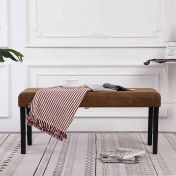 vidaXL Bankje 106 cm kunstsuède bruin, Verzenden