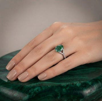 Zonder minimumprijs - Ring Zilver - 1.56ct. tw. Smaragd -, Nieuw