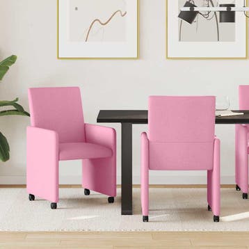 vidaXL Eetkamerstoelen met wielen 2 st Stof Roze 57 x 66 x, Verzenden, Nieuw