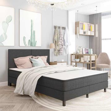 vidaXL Boxspringframe stof grijs 160x200 cm, Verzenden