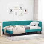 vidaXL Hoek Bed Frame met hoofdeinde Turquoise 90 cm x 200, Verzenden