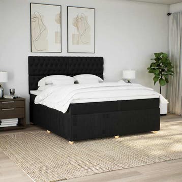 vidaXL Boxspring met matras stof zwart 200x200 cm, Verzenden, Nieuw
