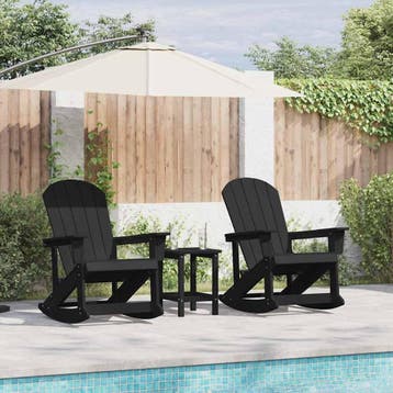 vidaXL Adirondack Schommelstoelen 2 st Zwart HDPE, Tuin en Terras, Verzenden, Nieuw
