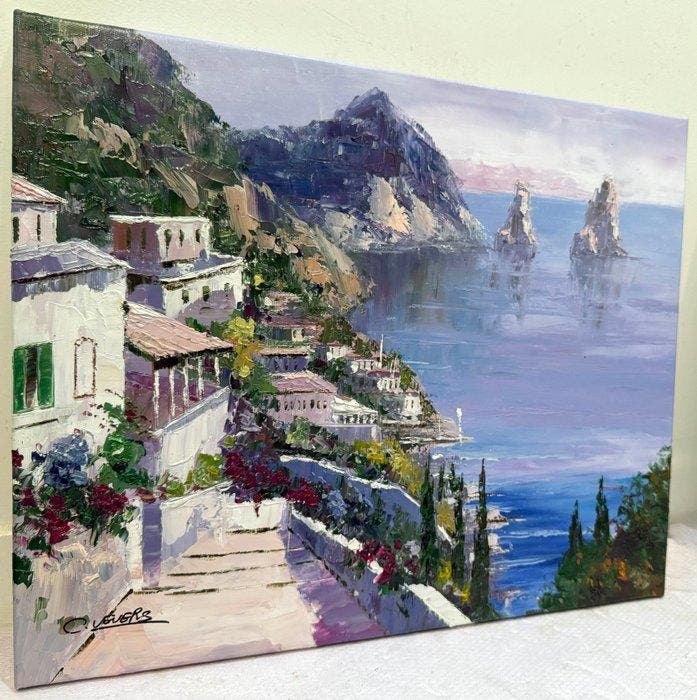Christof Vevers (1962) - Rivièra Italienne - Faraglioni di, Antiquités & Art, Art | Peinture | Classique