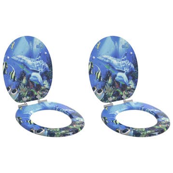 vidaXL Toiletbril 2 pcs Blauw 44 x 38 cm Bewerkt hout, Verzenden