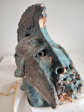 sculptuur, The Death of Achilles in foglia di bronzo - 50 cm