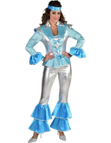 Dancing queen blauw disco kostuum voor dames, Ophalen of Verzenden
