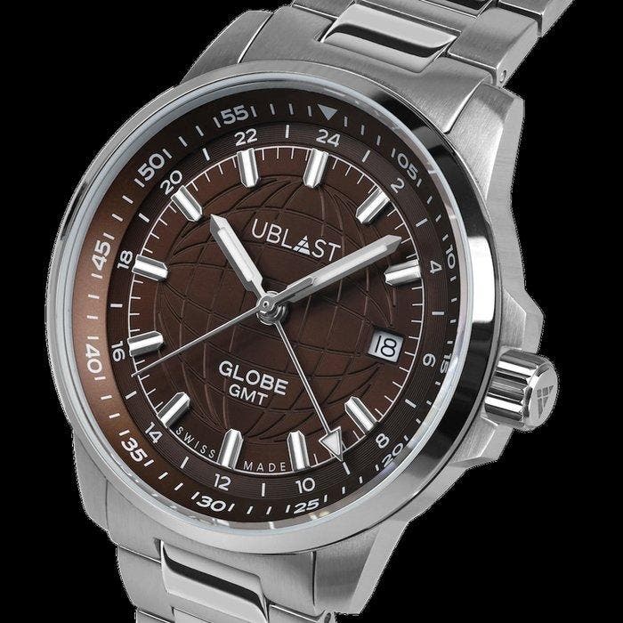 Ublast - Globe GMT - Swiss Made - REF.UBGLO40CHO - Ltd, Handtassen en Accessoires, Horloges | Heren